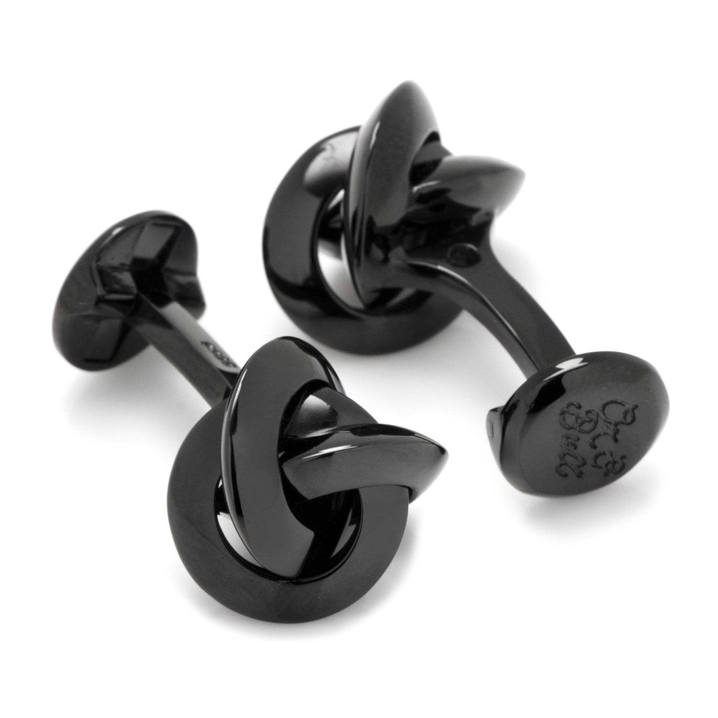 Sterling Silver Black Knot Cufflinks - Cufflinks.com - Flyclothing LLC