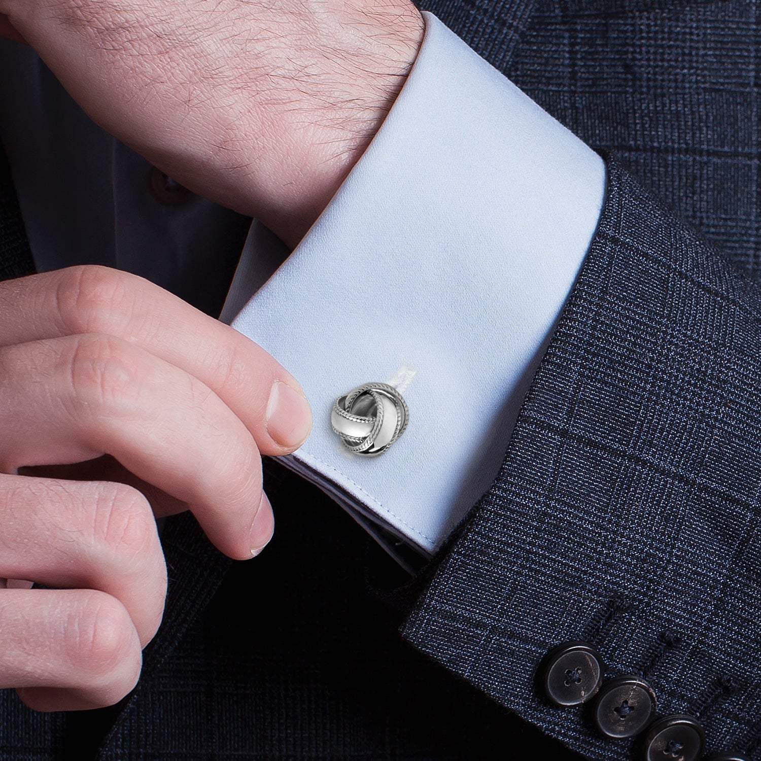 Sterling Silver Braided Knot Cufflinks - Cufflinks.com - Flyclothing LLC