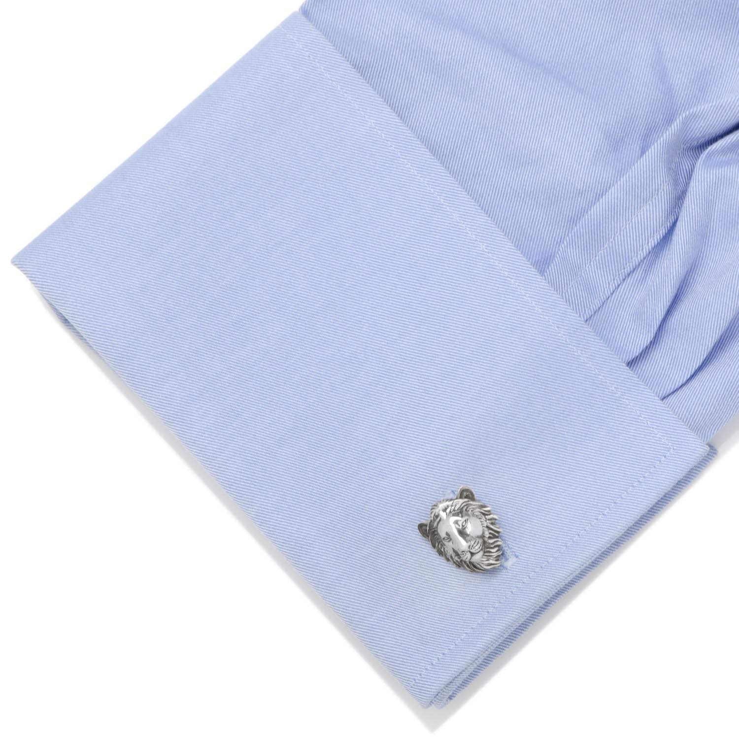 Sterling Silver Lion Head Cufflinks - Cufflinks.com - Flyclothing LLC