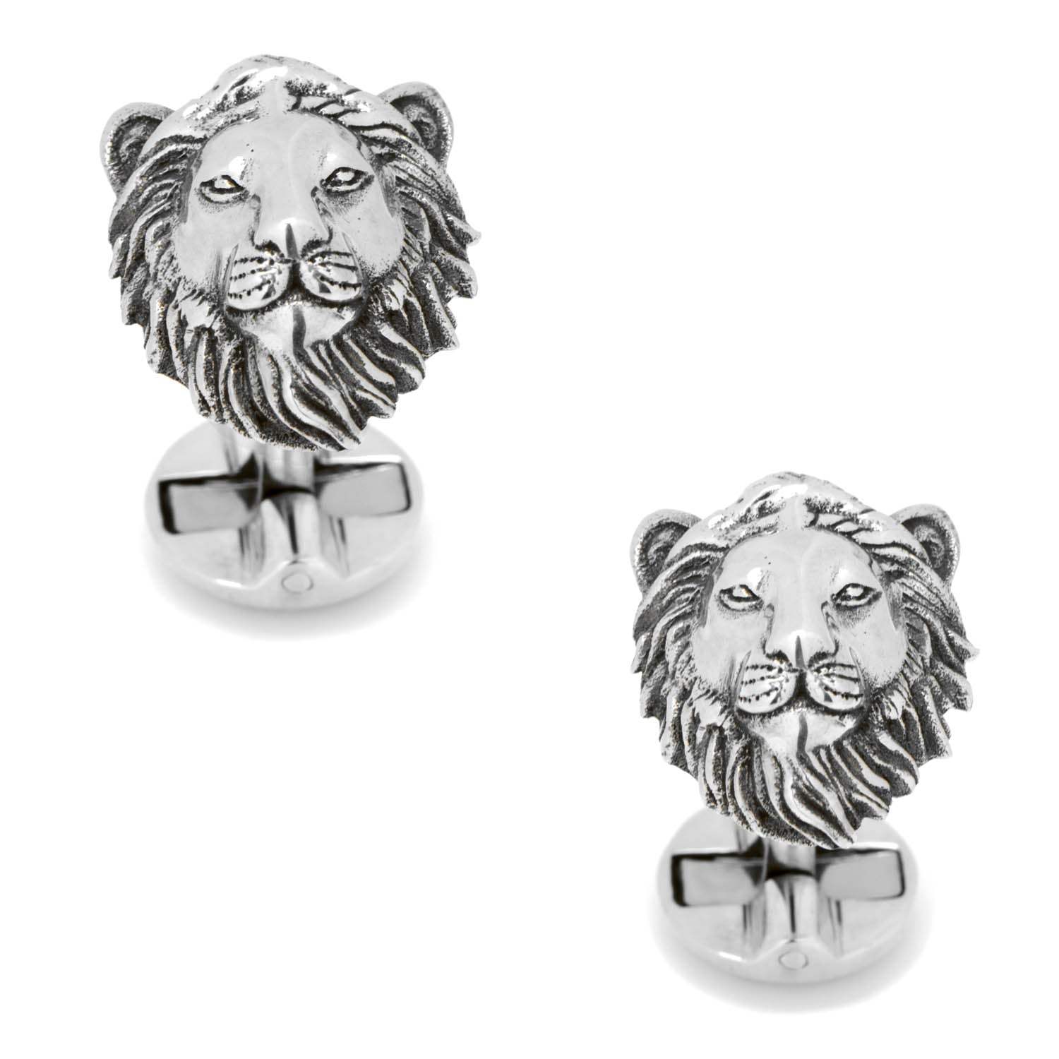 Sterling Silver Lion Head Cufflinks - Cufflinks.com - Flyclothing LLC