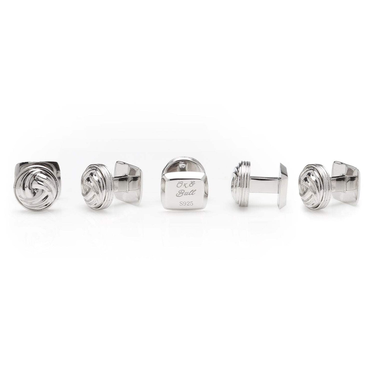 Modern Knot Sterling Silver 5-Studs - Cufflinks.com - Flyclothing LLC