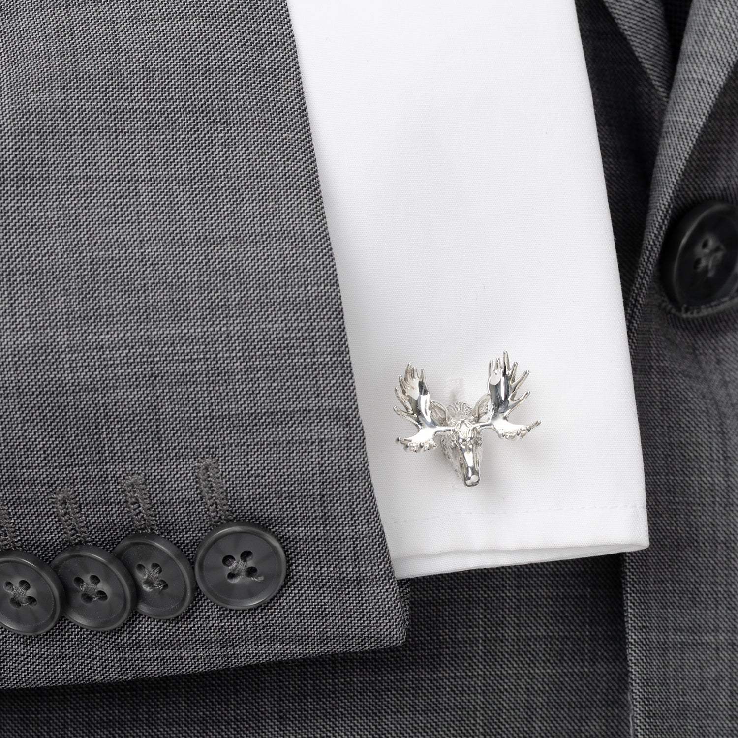 Antique Sterling Silver Moose Cufflinks - Cufflinks.com - Flyclothing LLC