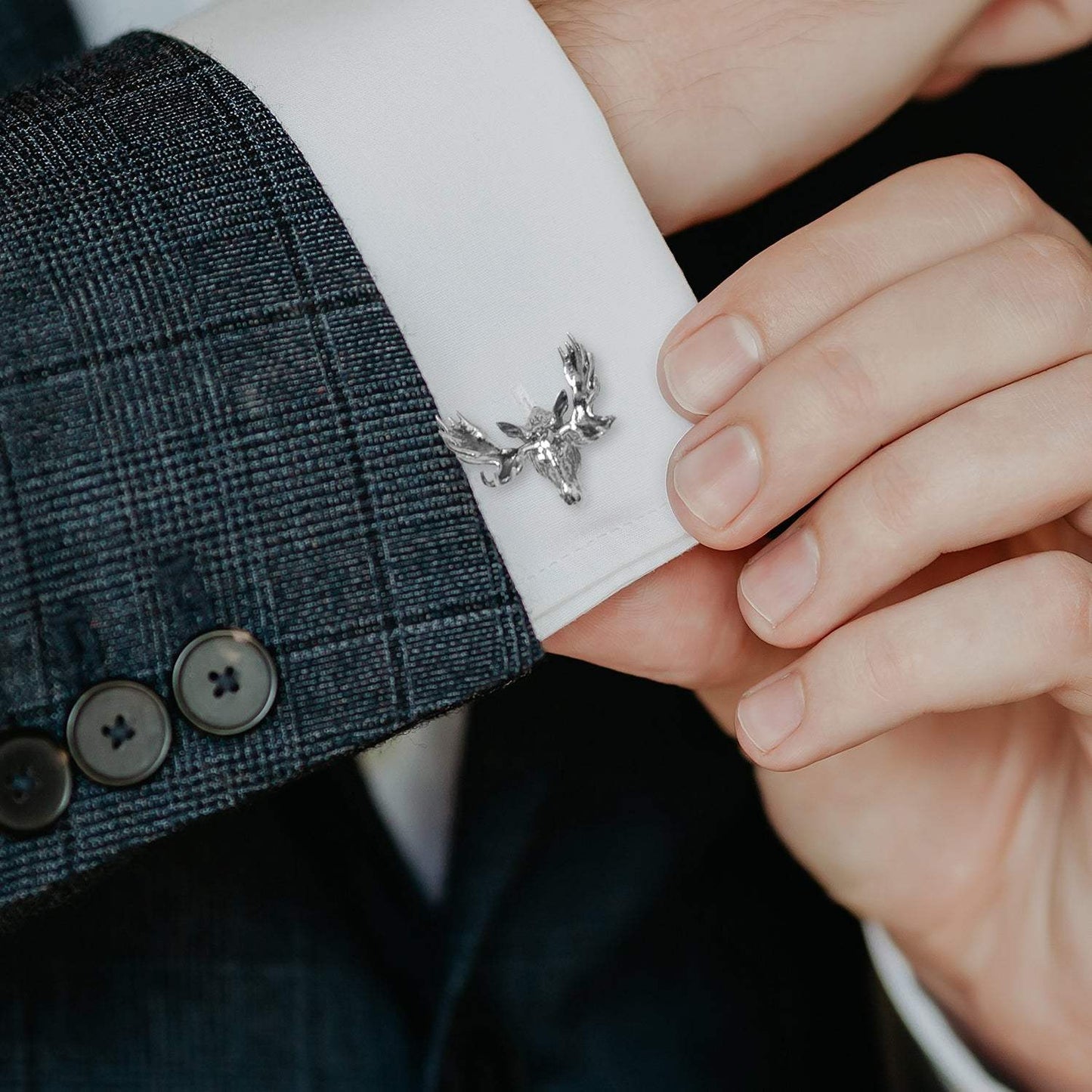 Antique Sterling Silver Moose Cufflinks - Cufflinks.com - Flyclothing LLC