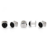 Sterling Silver Ribbed Onyx 5-Studs - Cufflinks.com - Flyclothing LLC