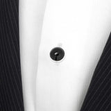 Sterling Silver Ribbed Onyx 5-Studs - Cufflinks.com - Flyclothing LLC