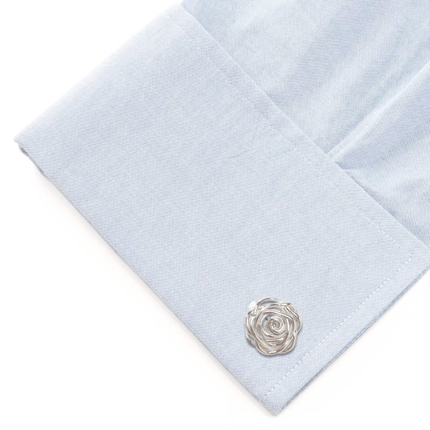 Sterling Silver Rhodium Plated Rose Cufflinks - Cufflinks.com - Flyclothing LLC
