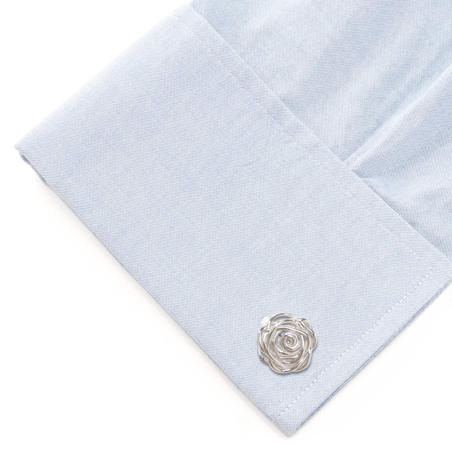 Sterling Silver Rhodium Plated Rose Cufflinks - Cufflinks.com - Flyclothing LLC
