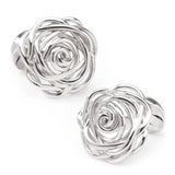 Sterling Silver Rhodium Plated Rose Cufflinks - Cufflinks.com - Flyclothing LLC