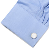 Sterling Silver Rope Border Engravable Round Cufflinks