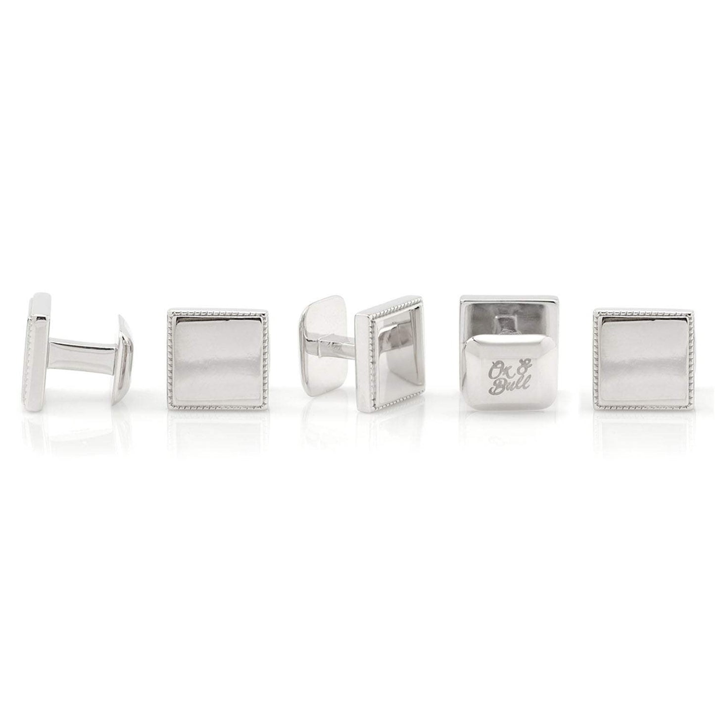 Sterling Silver Rope Square 5-Studs - Cufflinks.com - Flyclothing LLC