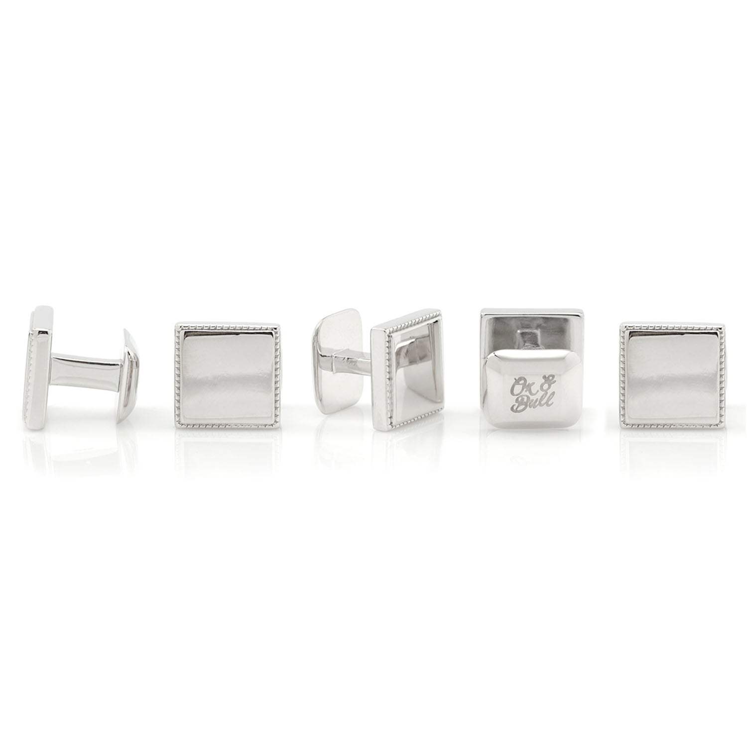 Sterling Silver Rope Square 5-Studs - Cufflinks.com - Flyclothing LLC