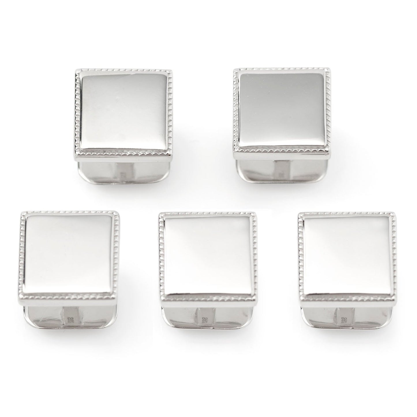Sterling Silver Rope Square 5-Studs - Cufflinks.com - Flyclothing LLC