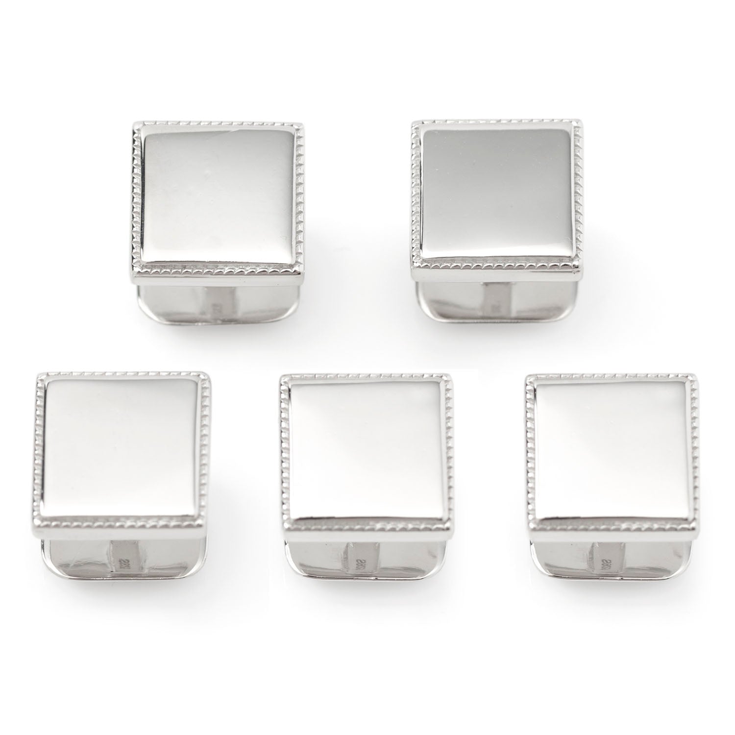 Sterling Silver Rope Square 5-Studs - Cufflinks.com - Flyclothing LLC