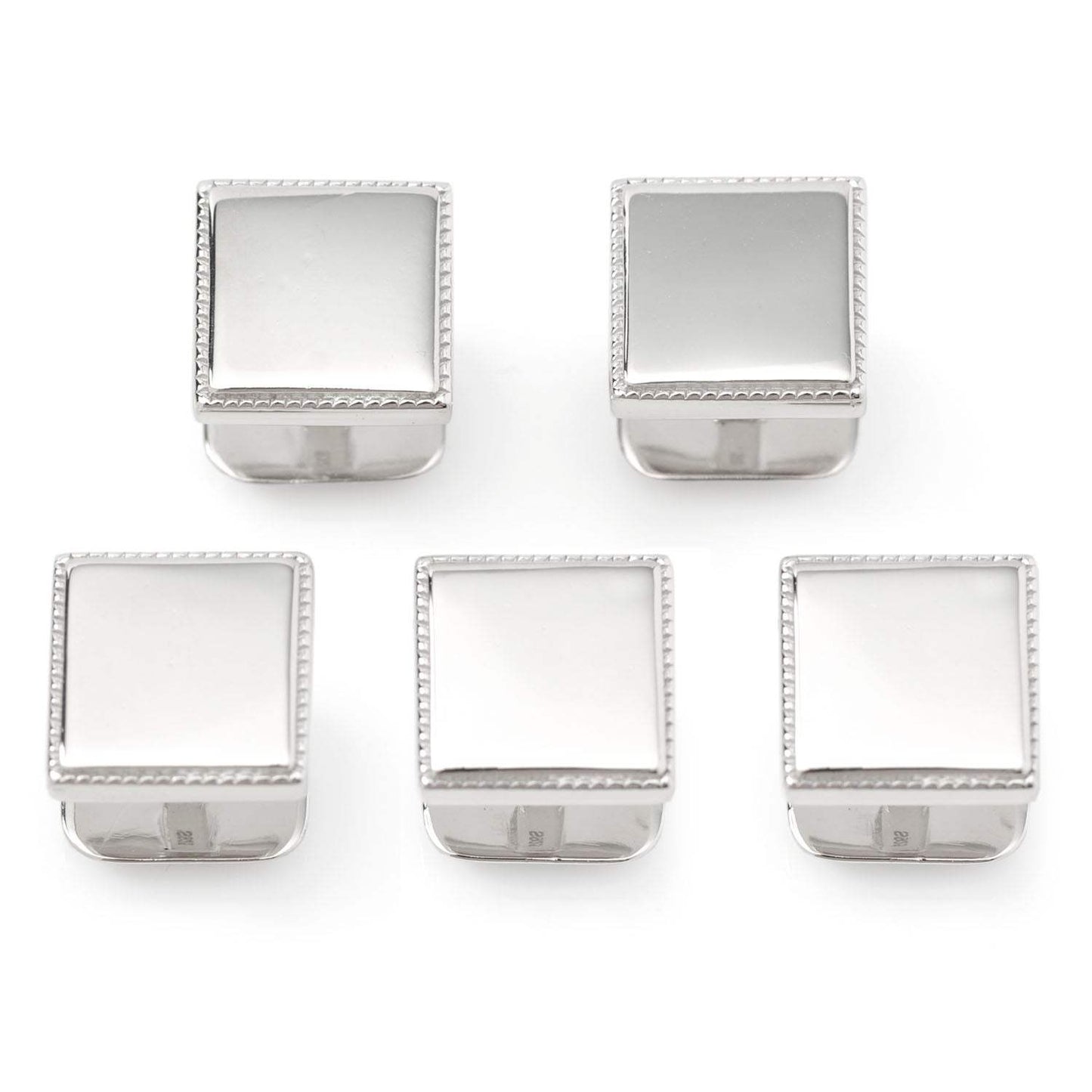 Sterling Silver Rope Square 5-Studs - Cufflinks.com - Flyclothing LLC