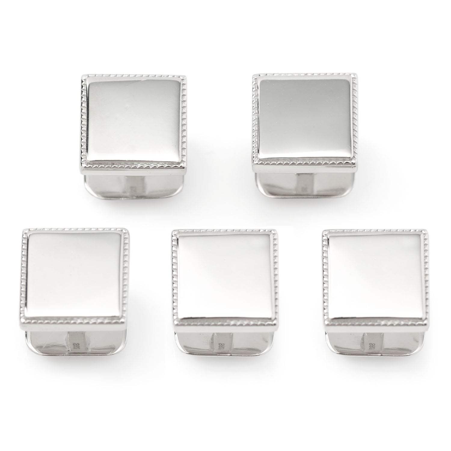 Sterling Silver Rope Square 5-Studs - Cufflinks.com - Flyclothing LLC