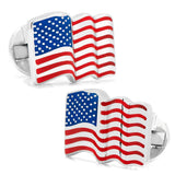 Sterling Silver Waving American Flag Cufflinks - Cufflinks.com - Flyclothing LLC