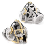 Sterling Silver with 14K Vermeil Gold Viking Helmet 3D Cufflinks - Cufflinks.com - Flyclothing LLC