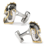 Sterling Silver with 14K Vermeil Gold Viking Helmet 3D Cufflinks - Cufflinks.com - Flyclothing LLC