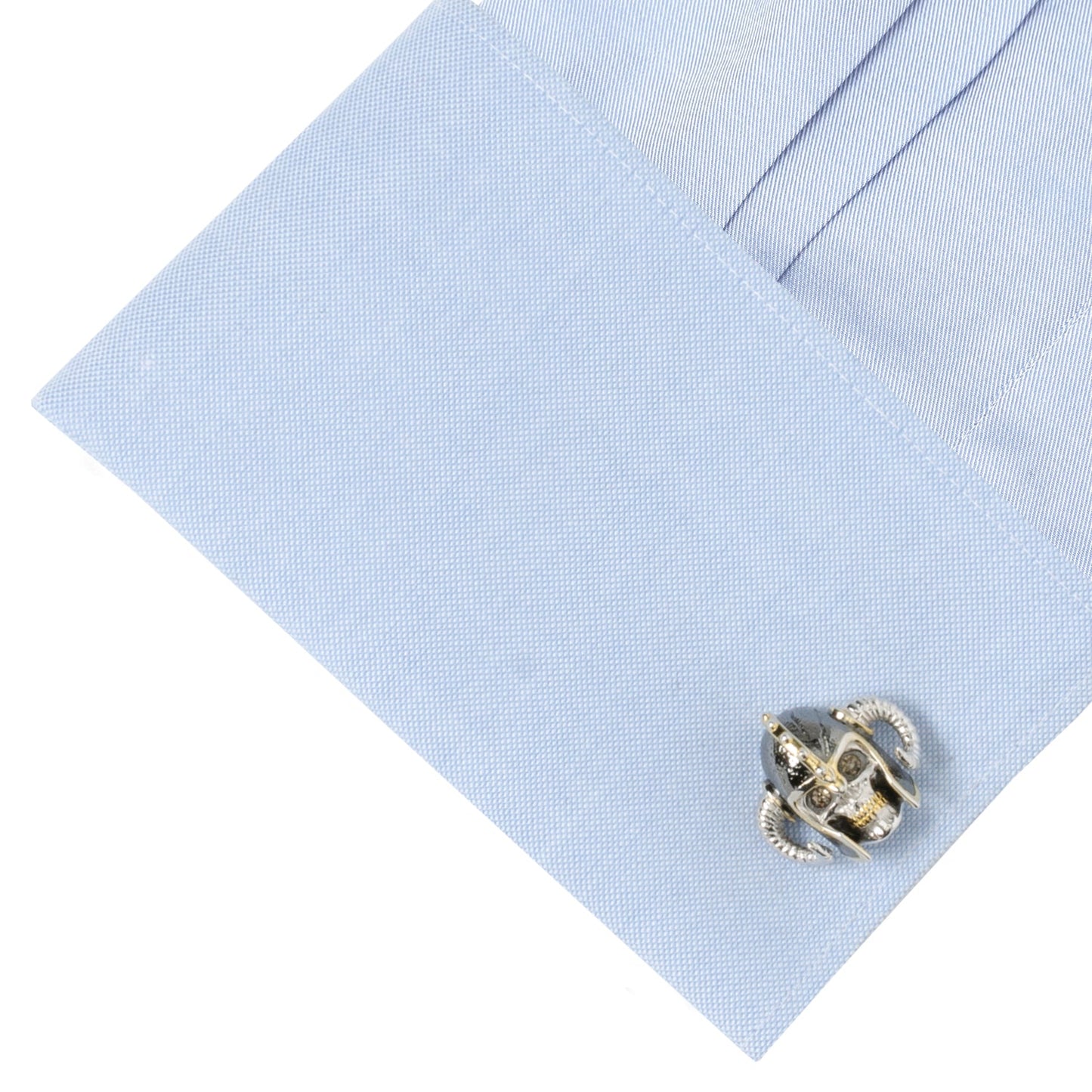 Sterling Silver with 14K Vermeil Gold Viking Helmet 3D Cufflinks - Cufflinks.com - Flyclothing LLC