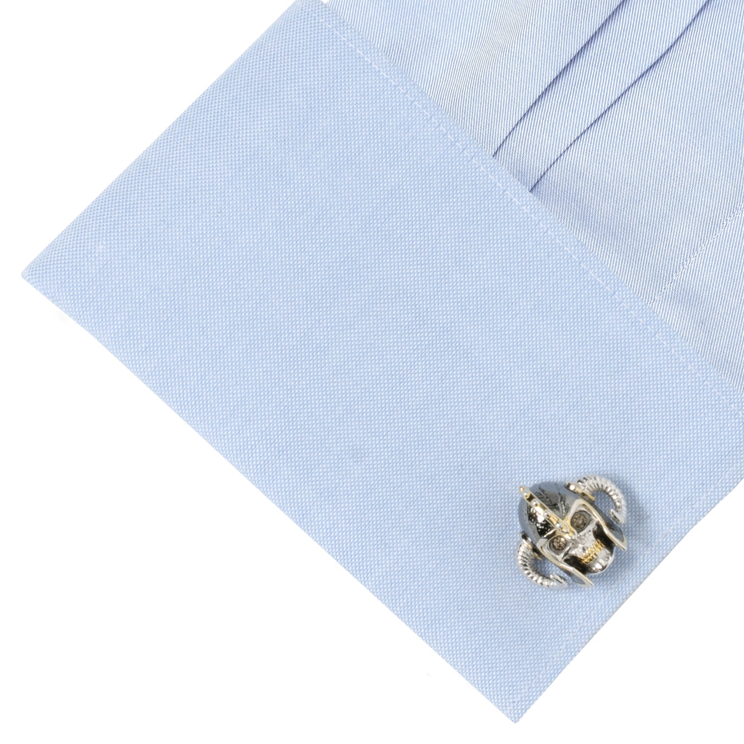Sterling Silver with 14K Vermeil Gold Viking Helmet 3D Cufflinks - Cufflinks.com - Flyclothing LLC