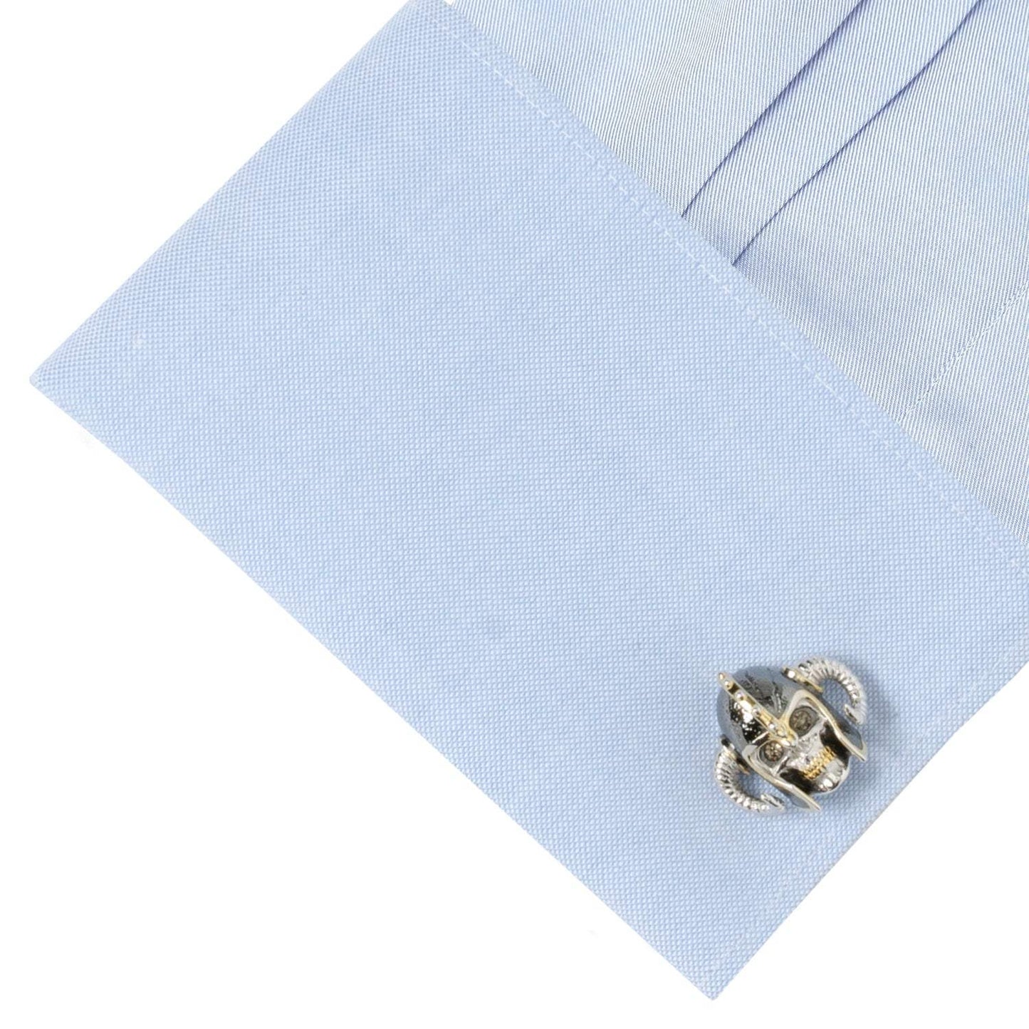 Sterling Silver with 14K Vermeil Gold Viking Helmet 3D Cufflinks - Cufflinks.com - Flyclothing LLC