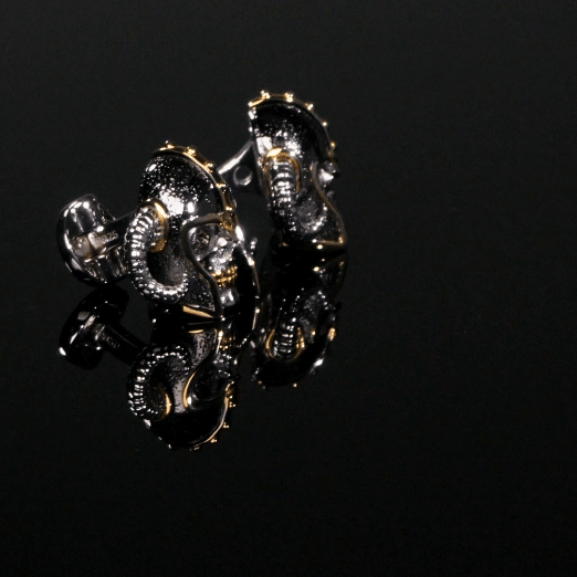 Sterling Silver with 14K Vermeil Gold Viking Helmet 3D Cufflinks - Cufflinks.com - Flyclothing LLC