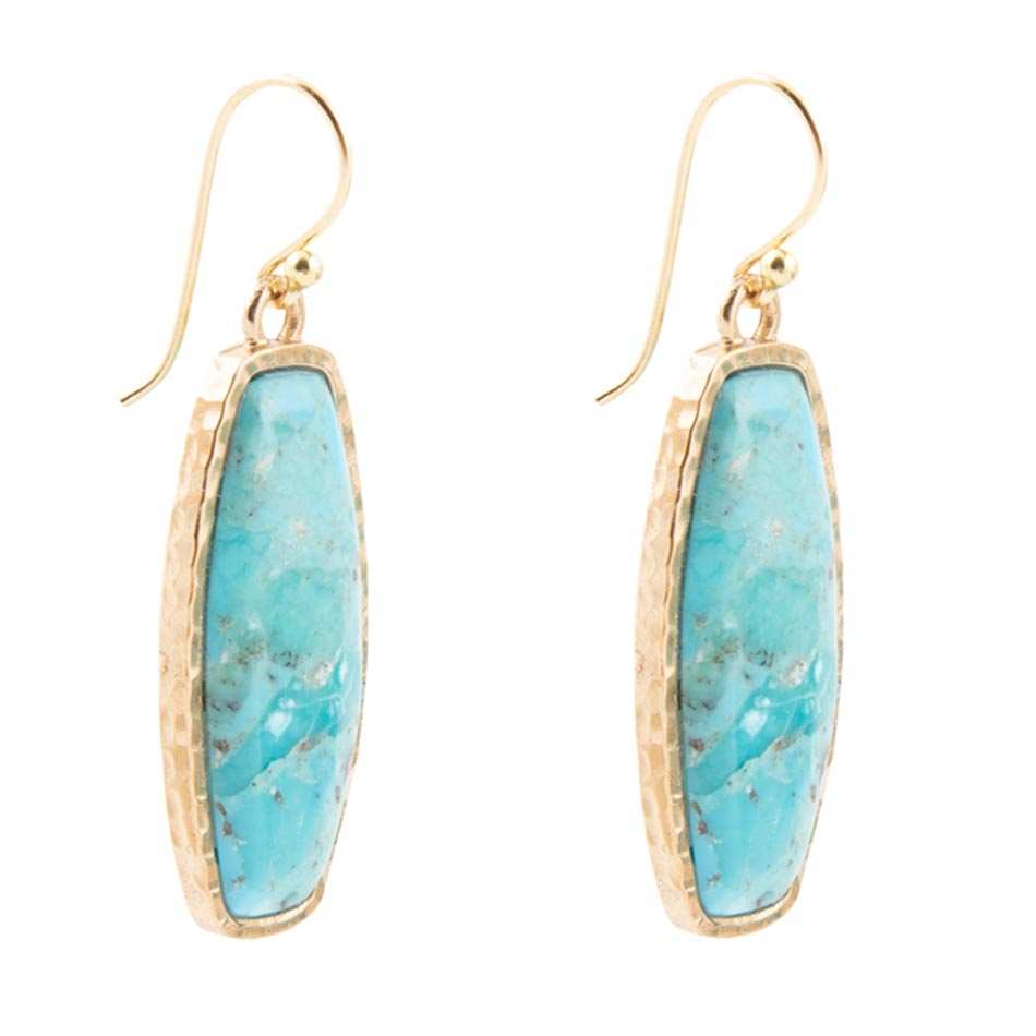 Odyssey Long Blue Turquoise and Golden Statement Earrings - Barse Jewelry - Flyclothing LLC
