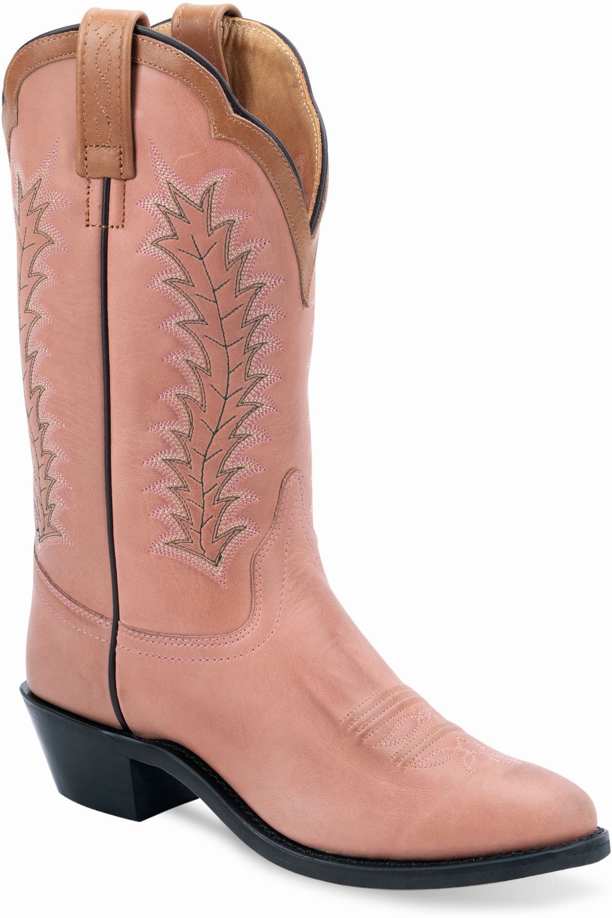 Old West Baby Pink with Beige Collar Women's Western Boots
