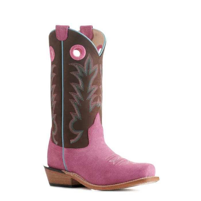 Old West Childrens Light Brown Suede Foot with Printed Black Counter/Black Boot 8210Y - Old West - Flyclothing LLC