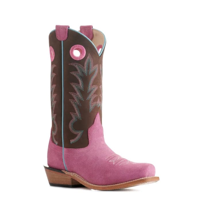 Old West Childrens Light Brown Suede Foot with Printed Black Counter/Black Boot 8210Y - Old West