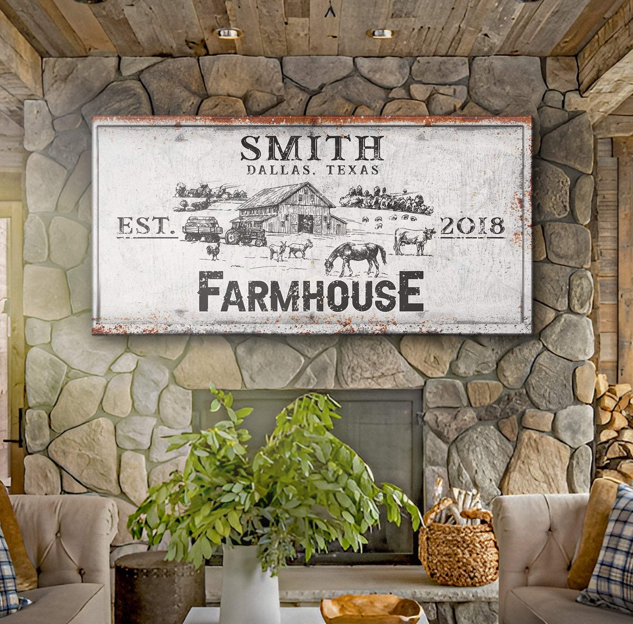 Rustic Farmhouse Personalized Sign II - Tailored Canvases - Flyclothing LLC