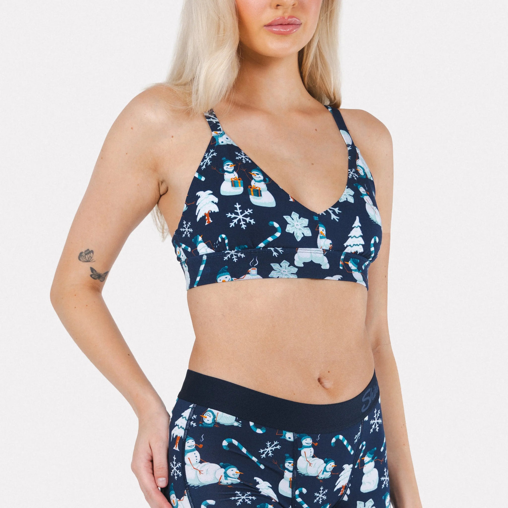 The Big Blizzard | Naughty Snowmen Boob Hammock™ Plunge Bralette - Shinesty - Flyclothing LLC