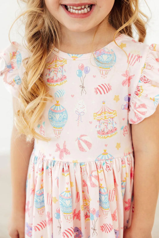 Off to the Circus Flutter Sleeve Twirl Dress - Mila & Rose ® - Flyclothing LLC