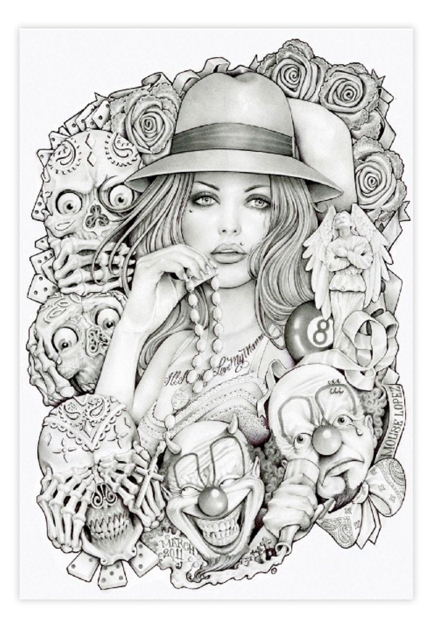 Black Market Art Company Old School Girl Print