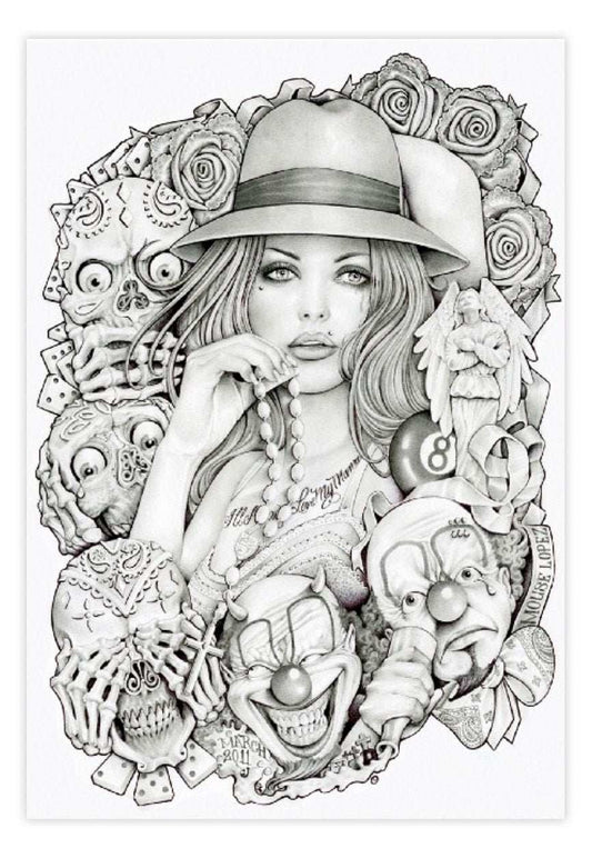 Black Market Art Company Old School Girl Print - Black Market Art Company - Flyclothing LLC