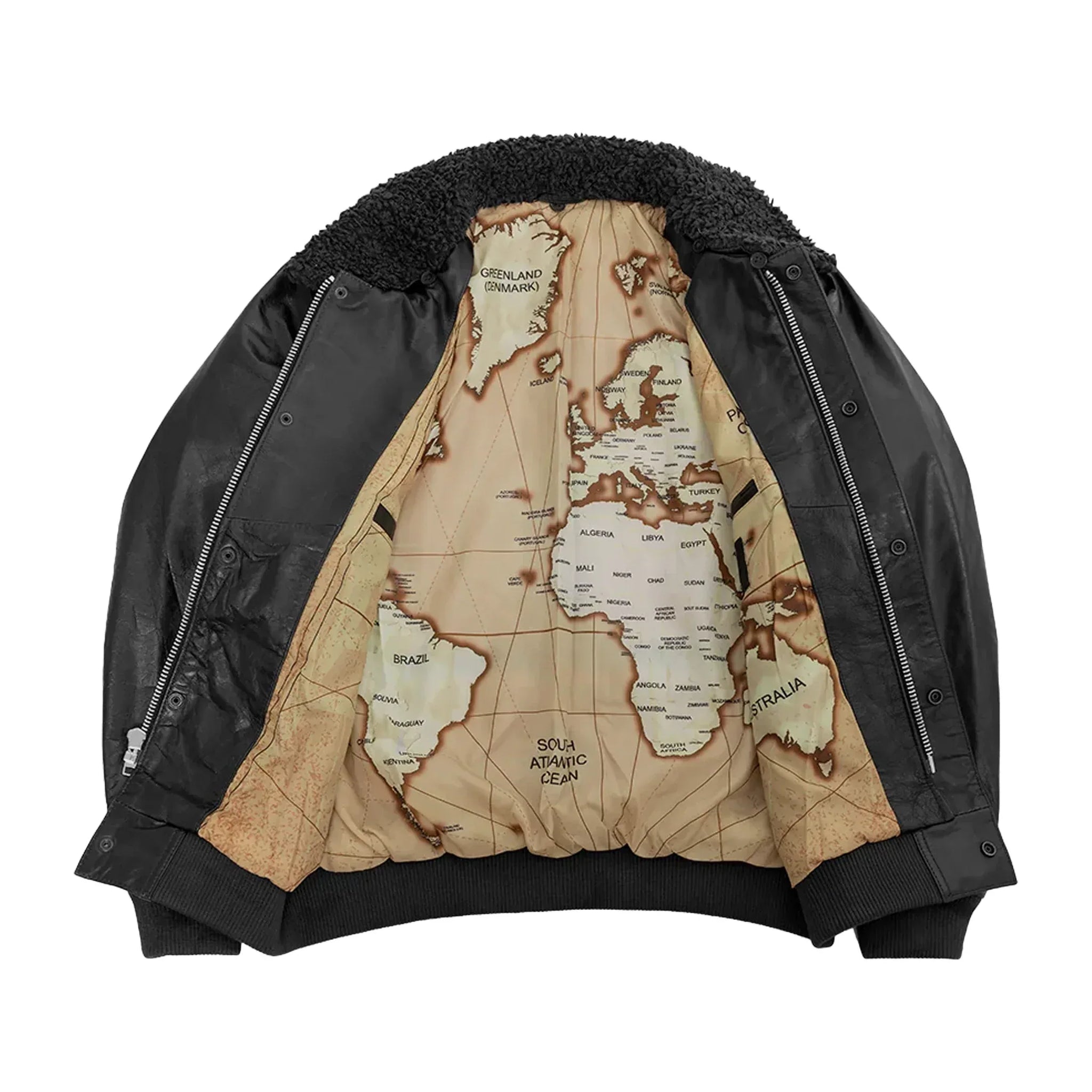 Old World Map Bomber Jacket - First Manufacturing Company - Flyclothing LLC