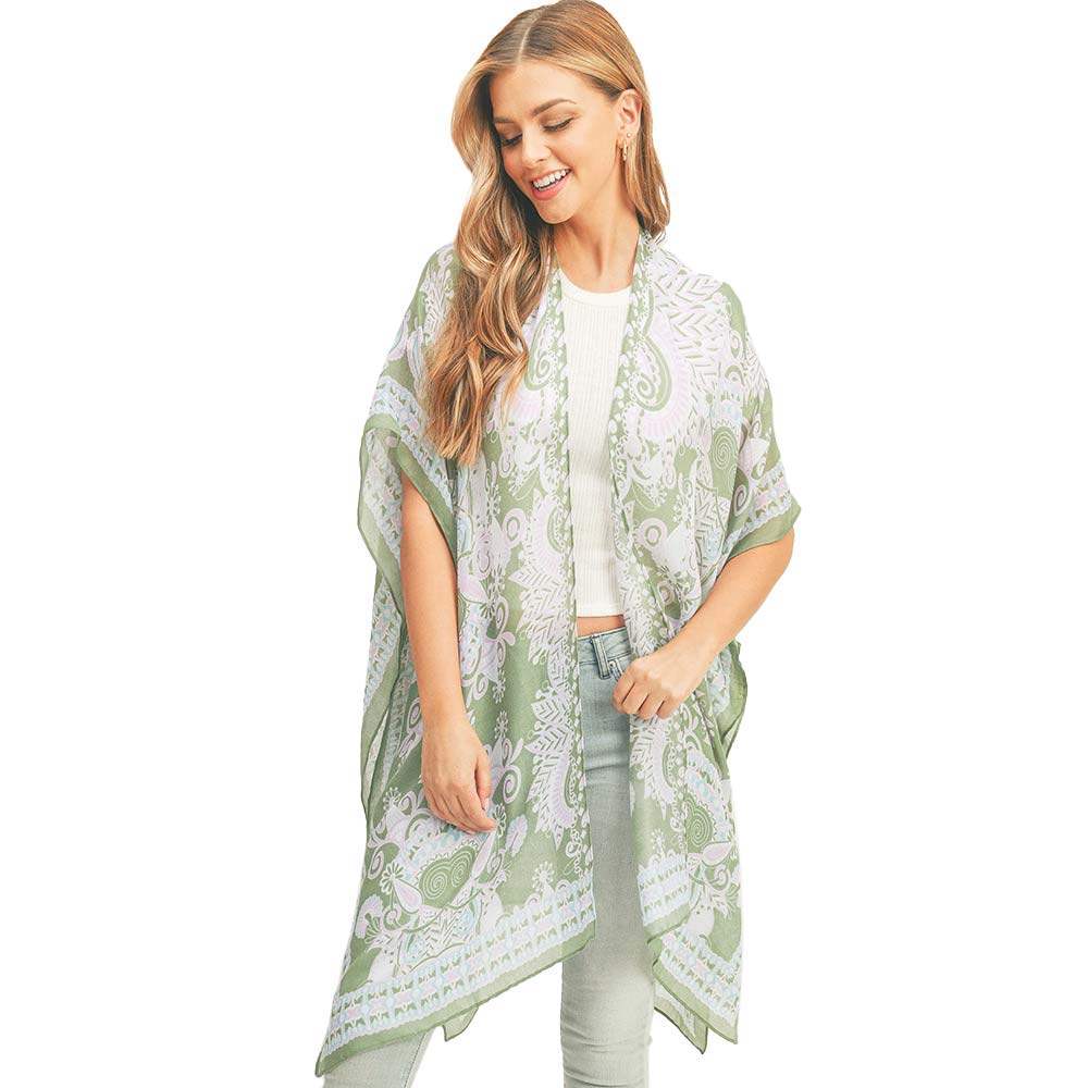 Bohemian Patterned Cover Up Kimono Poncho - Madeline Love - Flyclothing LLC