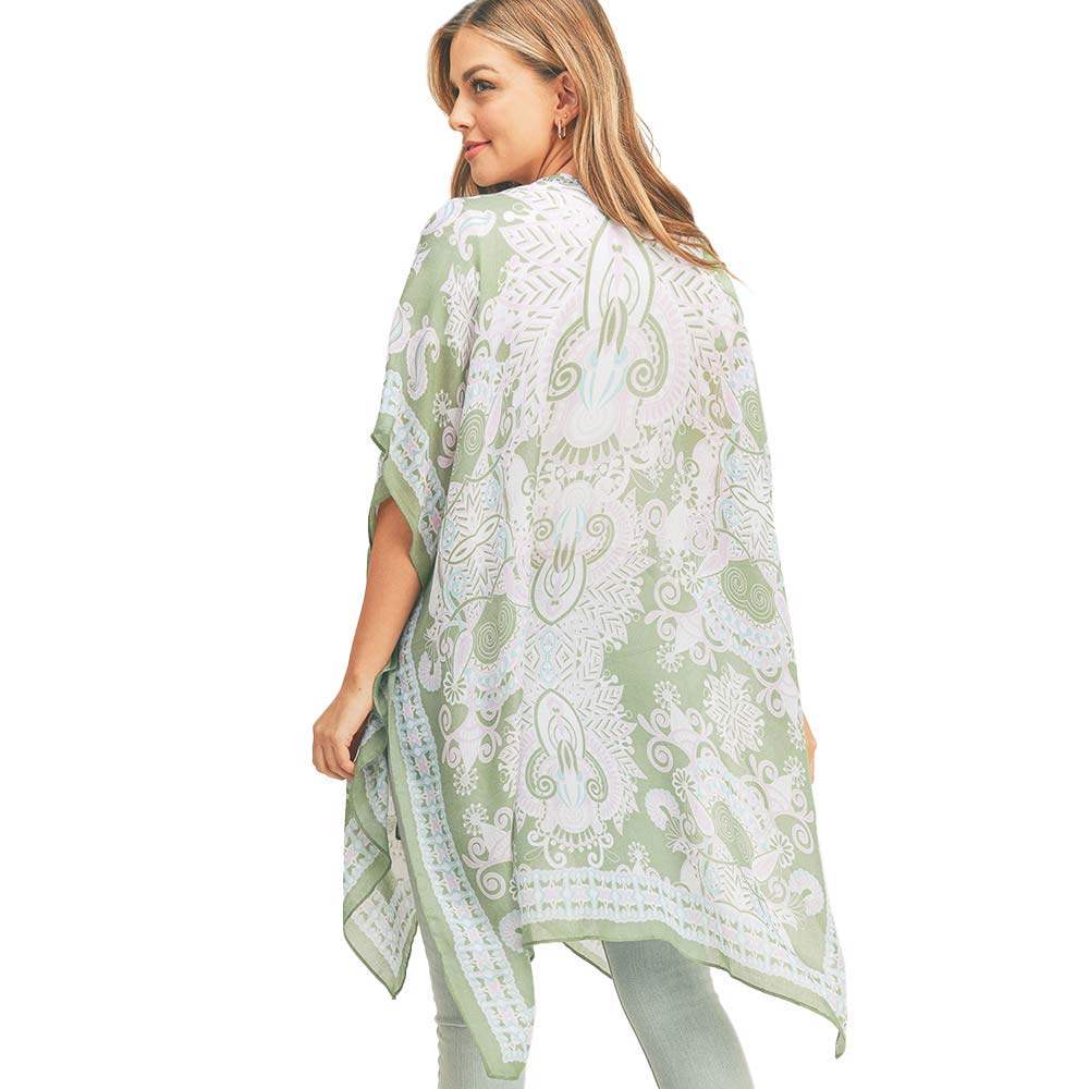 Bohemian Patterned Cover Up Kimono Poncho - Madeline Love - Flyclothing LLC