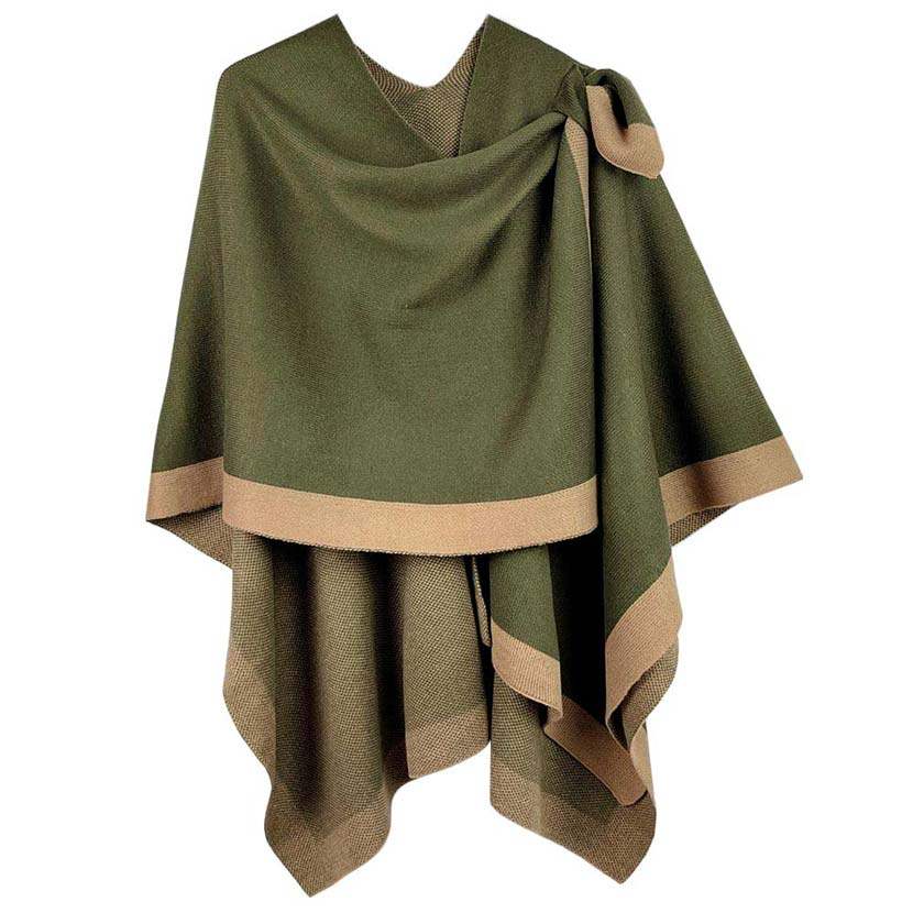 Bordered Ruana With Shoulder Strap - Madeline Love - Flyclothing LLC