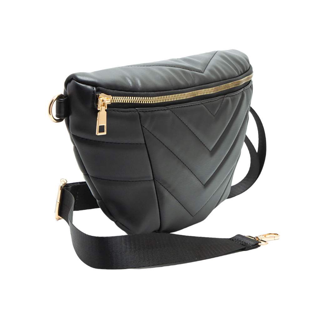 Chevron Patterned Solid Sling Bag - Madeline Love - Flyclothing LLC