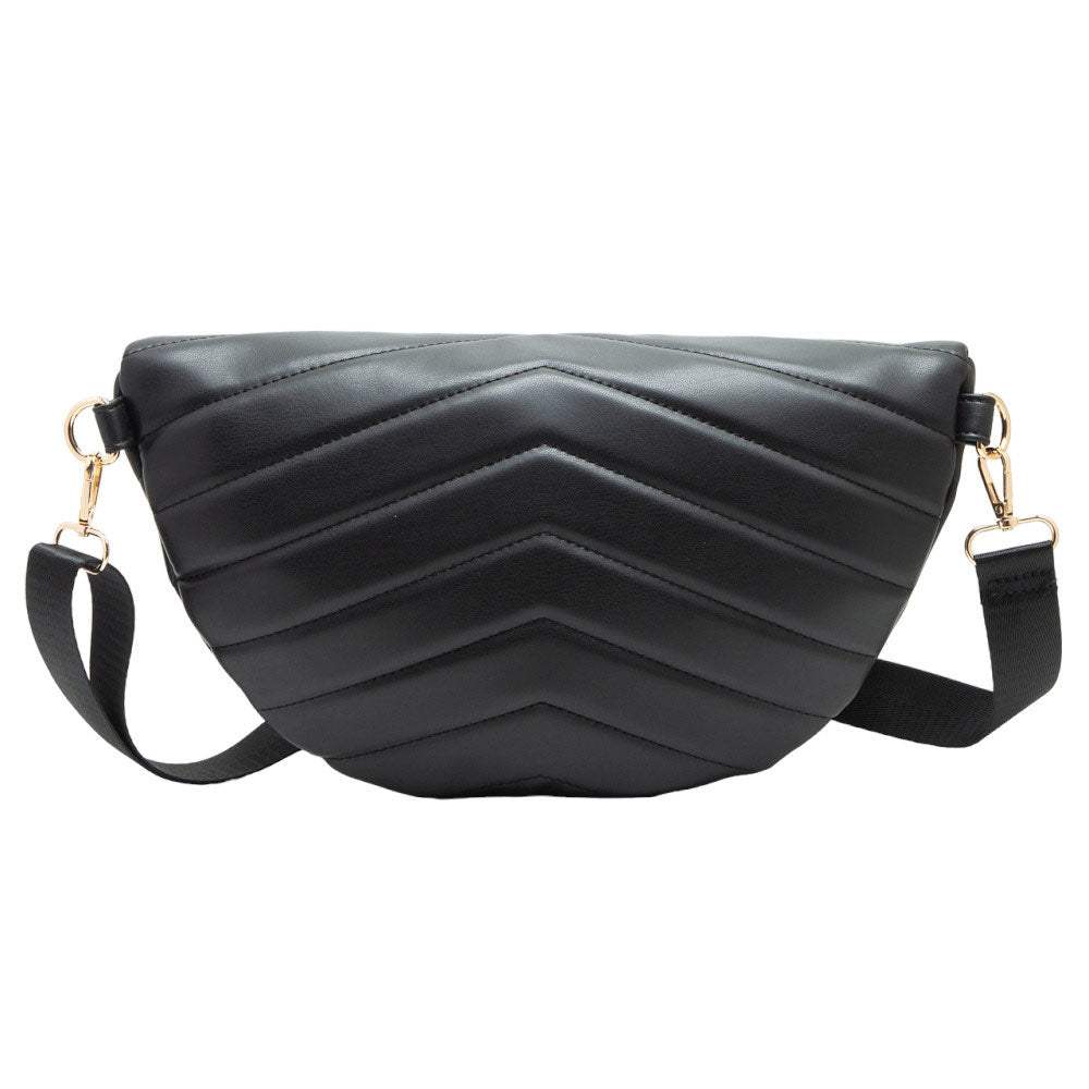 Chevron Patterned Solid Sling Bag - Madeline Love - Flyclothing LLC