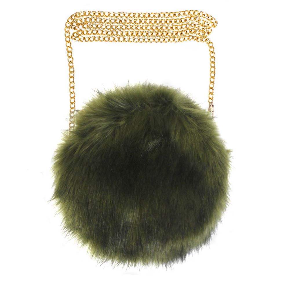 Faux Fur Round Crossbody Bag - Madeline Love - Flyclothing LLC