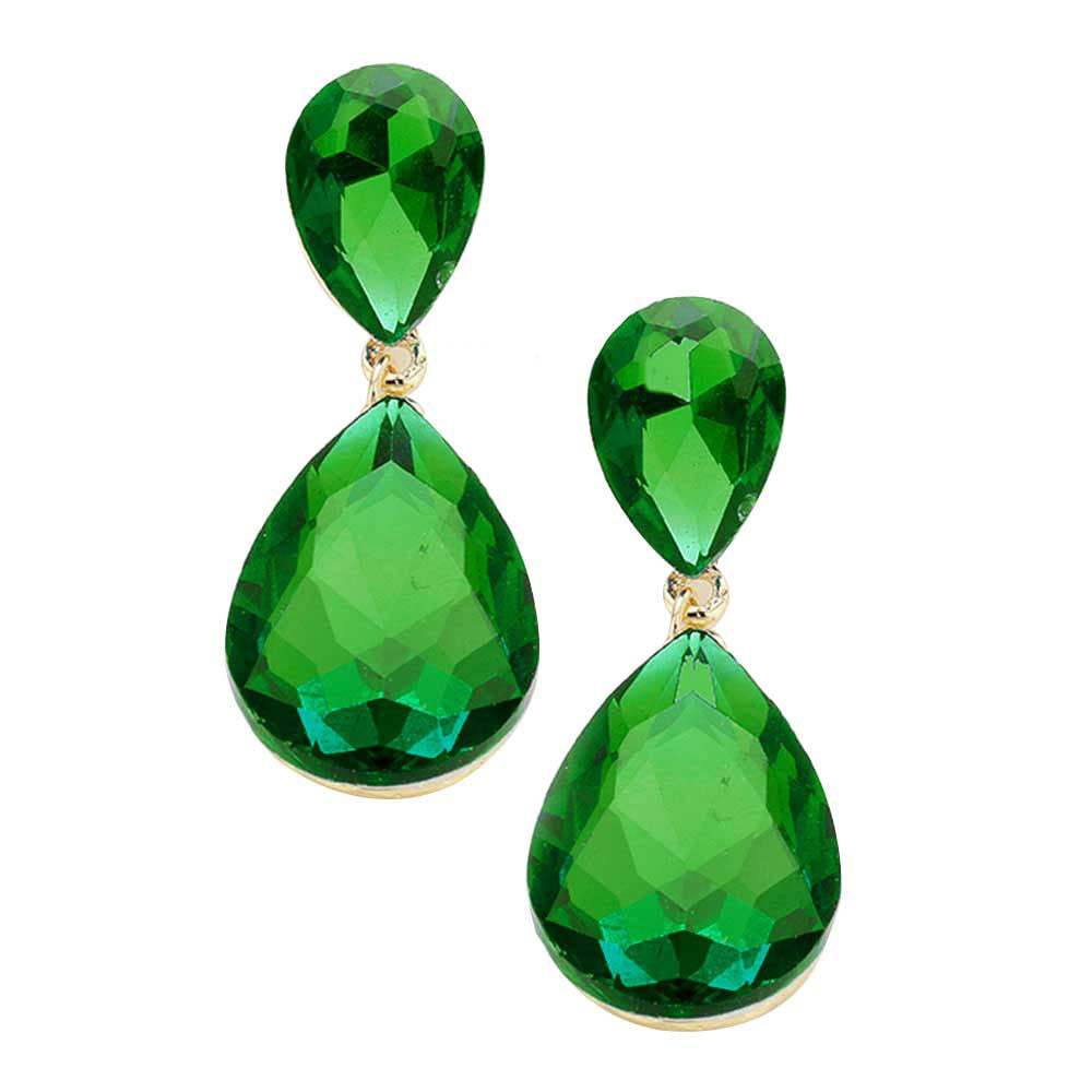 Glass Crystal Teardrop Evening Earrings - Madeline Love - Flyclothing LLC