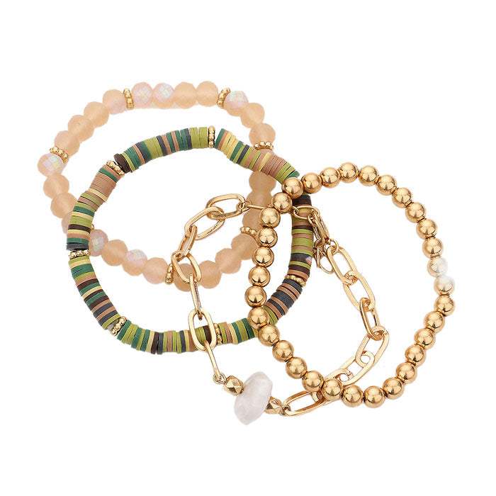4PCS Natural Stone Bracelet Beaded Stretch Bracelets Set - Madeline Love - Flyclothing LLC