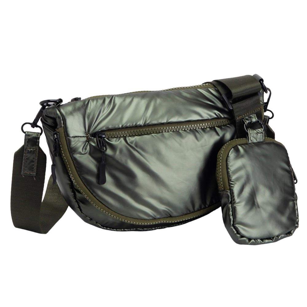 Puffer Half Moon Crossbody Bag - Madeline Love - Flyclothing LLC