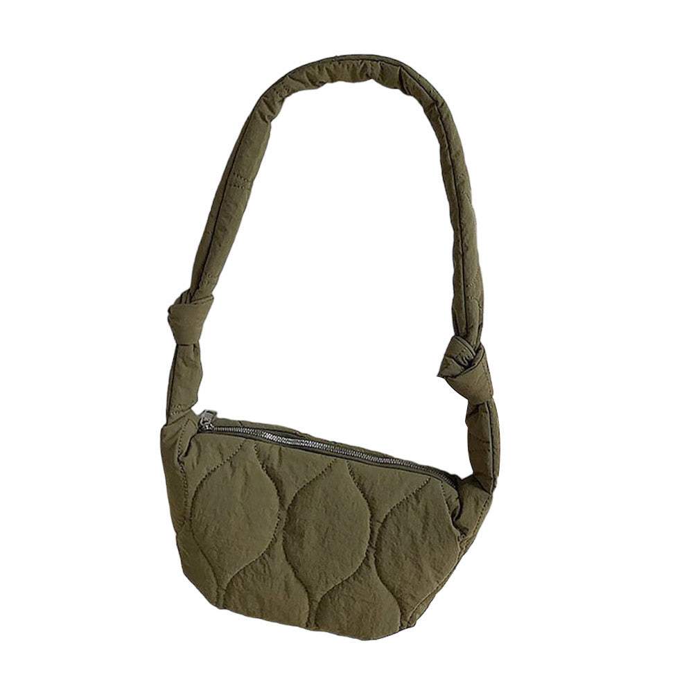 Quilted Puffer Half Moon Tote Shoulder Bag - Madeline Love - Flyclothing LLC