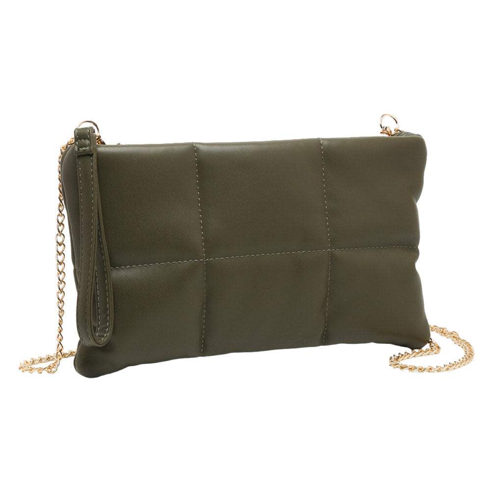 Quilted Solid Faux Leather Crossbody Bag - Madeline Love - Flyclothing LLC