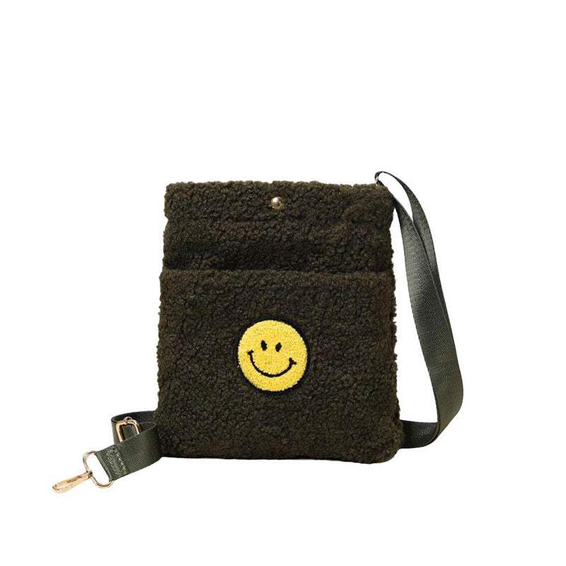 Smile Pointed Sherpa Rectangle Crossbody Bag - Madeline Love - Flyclothing LLC