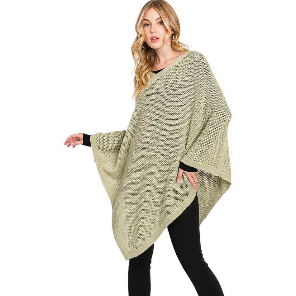 Solid Knit Loose Fit Poncho Ruana - Madeline Love - Flyclothing LLC