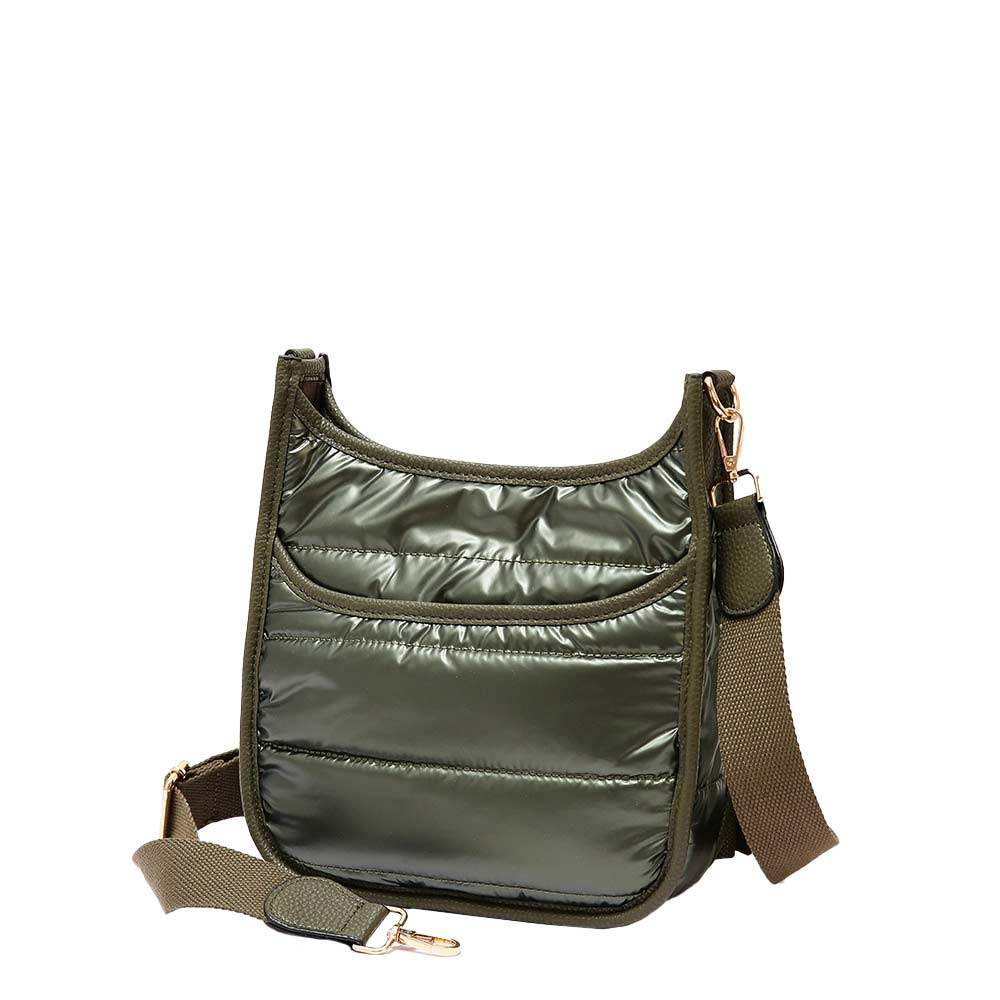 Solid Quilted Shiny Puffer Mini Crossbody Bag - Madeline Love - Flyclothing LLC